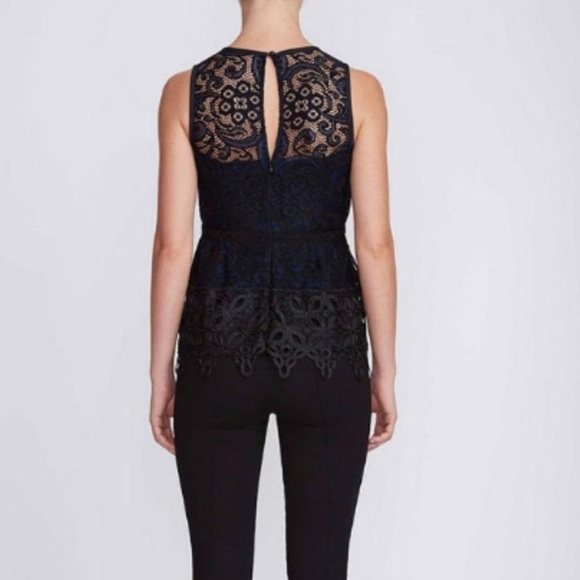 Nanette Lepore Romantics Lace Crochet Top Tank Navy Blue Black 4 - Picture 3 of 11